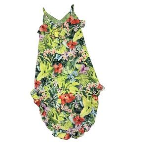 Tommy Bahama Tropolicious Floral Ruffle Maxi Dress Size Small Pockets